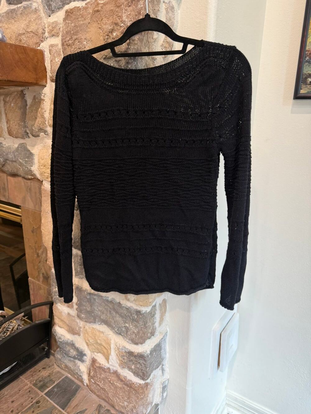 Premise Studio Juniors Large Black Knit Boat Neck Top